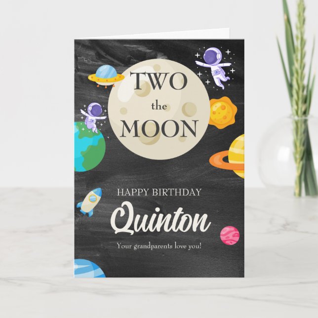 Astronaut Outer Space 2. Geburtstag Karte (Vorderseite)