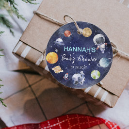 Astronaut Outer Space Boy Baby Dusche Fevor Tags Geschenkanhänger
