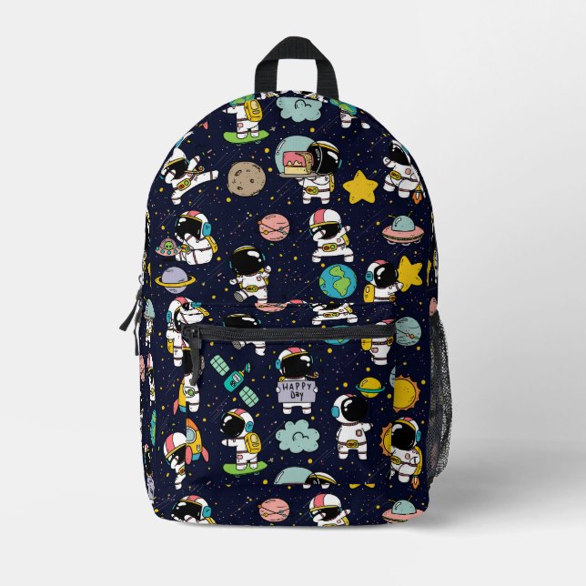 Astronaut Outer Space Cartoon Bedruckter Rucksack (Vorderseite)