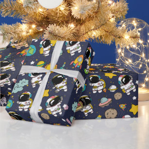 Astronaut Outer Space Cartoon Geschenkpapier