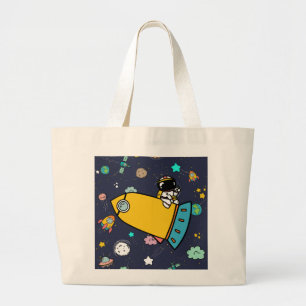 Astronaut Outer Space Cartoon Jumbo Stoffbeutel