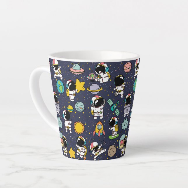 Astronaut Outer Space Cartoon Milchtasse (Linke Ecke)