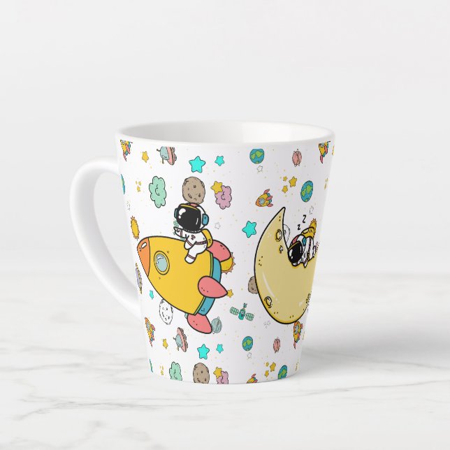 Astronaut Outer Space Cartoon Milchtasse (Linke Ecke)