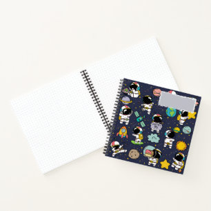 Astronaut Outer Space Cartoon Notizbuch