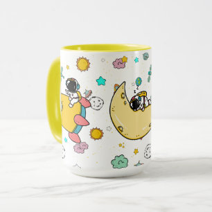Astronaut Outer Space Cartoon Tasse
