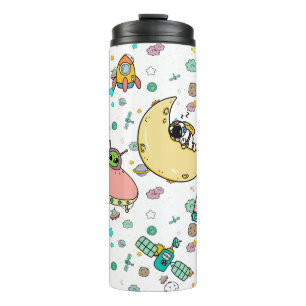 Astronaut Outer Space Cartoon Thermosbecher
