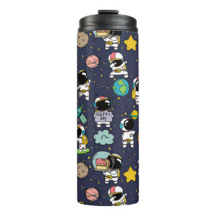 Astronaut Outer Space Cartoon Thermosbecher