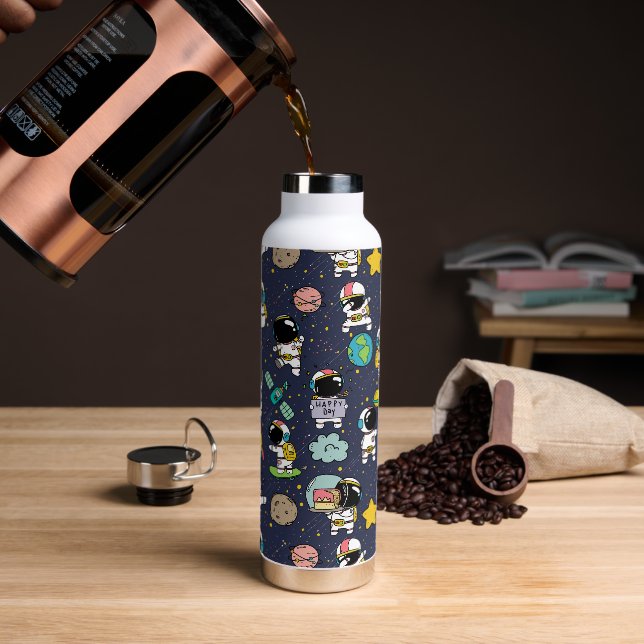 Astronaut Outer Space Cartoon Trinkflasche (Kaffee)