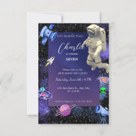 Astronaut Outer Space Geburtstag Einladung