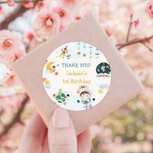 Astronaut Outer Space Geburtstag Vielen Dank Runder Aufkleber