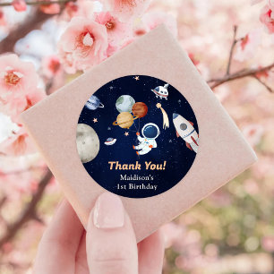 Astronaut Outer Space Geburtstag Vielen Dank Runder Aufkleber