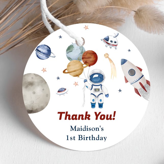 Astronaut Outer Space Geburtstagsparty Geschenkanhänger (Von Creator hochgeladen)