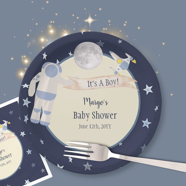 Astronaut Outer Space ist eine Baby-Dusche Pappteller (Von Creator hochgeladen)