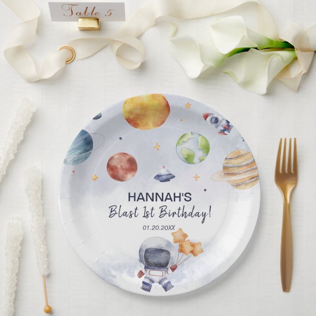 Astronaut Outer Space Junge 1. Geburtstag Party Pappteller (Hochzeit)