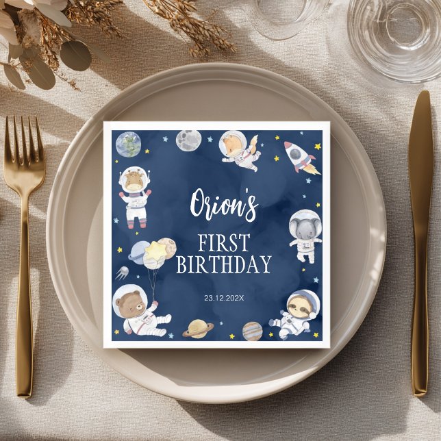 Astronaut Outer Space Safari Geburtstag Napkins Serviette (Von Creator hochgeladen)