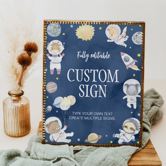 Astronaut Outer Space Safari Geburtstagsschild Poster (Von Creator hochgeladen)
