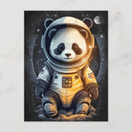 Astronaut Panda Bären Illustration Postkarte