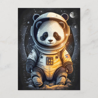 Astronaut Panda Bären Illustration Postkarte