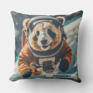 Astronaut Panda im Weltraum Surrealer Tierkinderzi Kissen