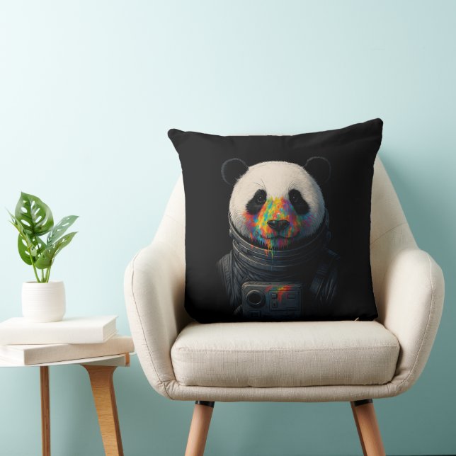 Astronaut Panda mit Neonfarbspritzer  Kissen (Stuhl )