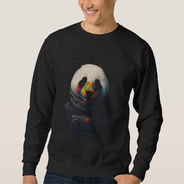 Astronaut Panda mit Neonfarbspritzer  Sweatshirt (Vorderseite)