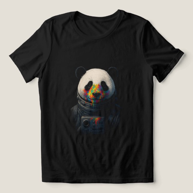 Astronaut Panda mit Neonfarbspritzer  Tri-Blend Shirt (Design Vorderseite)