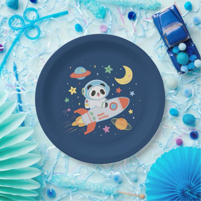 Astronaut Panda Pappteller (Party)