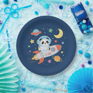 Astronaut Panda Pappteller