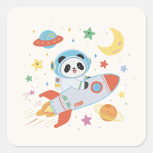 Astronaut Panda Quadratischer Aufkleber