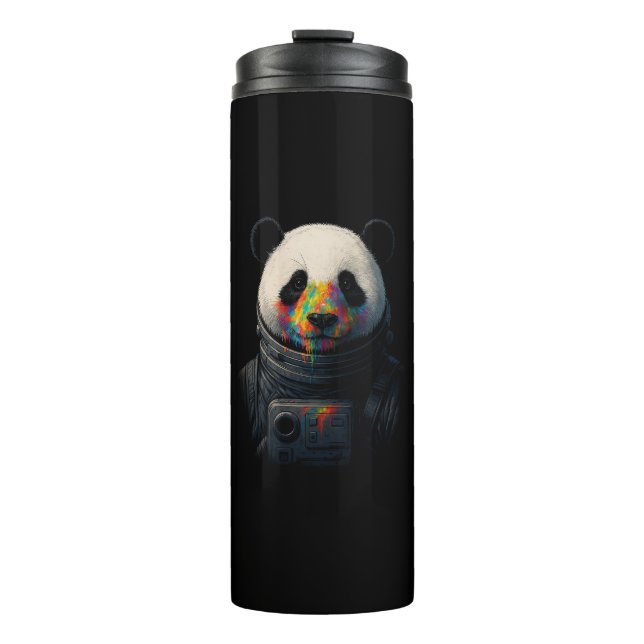 Astronaut Panda with Neon Paint Splash  Thermosbecher (Vorderseite)