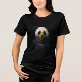 Astronaut Panda with Neon Paint Splash Tri-Blend Shirt