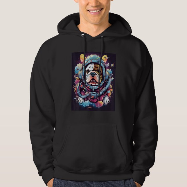 Astronaut Paws Bulldog s Stellar Expedition Hoodie (Vorderseite)