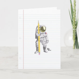 Astronaut Pencil and Paper Greeting Card Karte