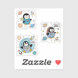 Astronaut Penguin Adventure Sticker - Niedlich Spa
