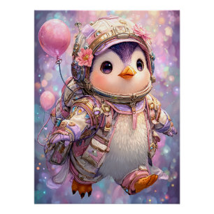 Astronaut Penguin Poster