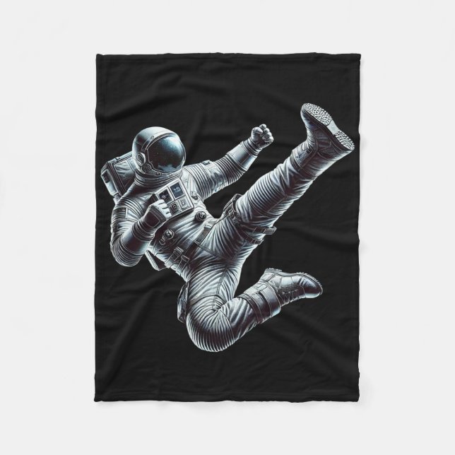 Astronaut Performing A Powerful Karate Kick Martia Fleecedecke (Vorderseite)