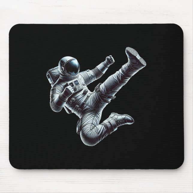 Astronaut Performing A Powerful Karate Kick Martia Mousepad (Vorne)