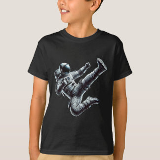 Astronaut Performing A Powerful Karate Kick Martia T-Shirt