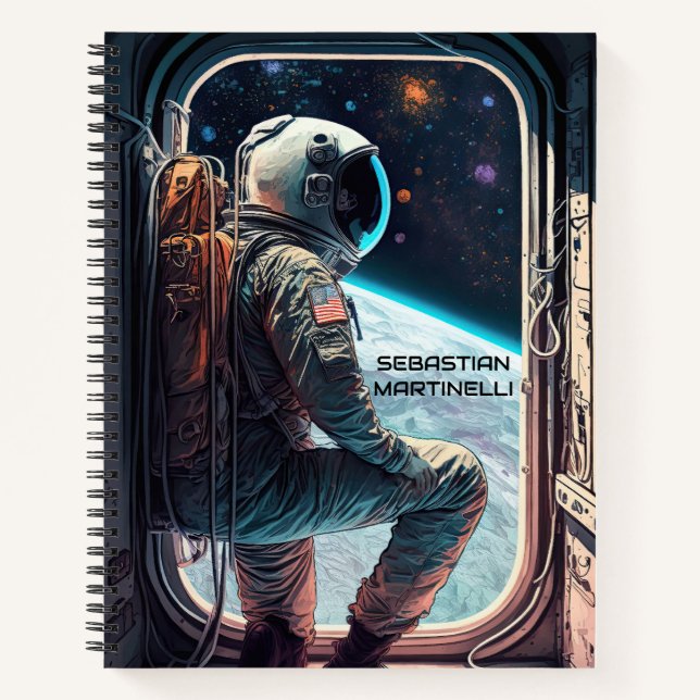 Astronaut Personalisiert Notizbuch (Vorderseite)