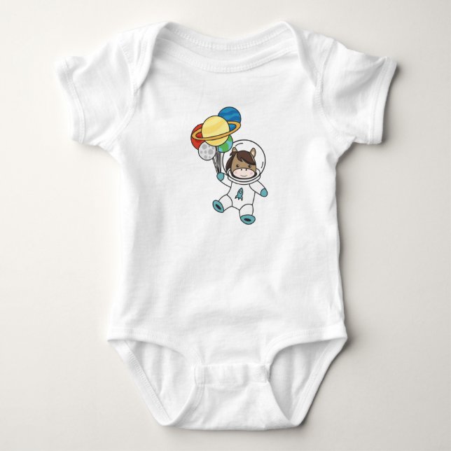 Astronaut Pferd Ponny Planet Erde Mars Baby Strampler (Vorderseite)