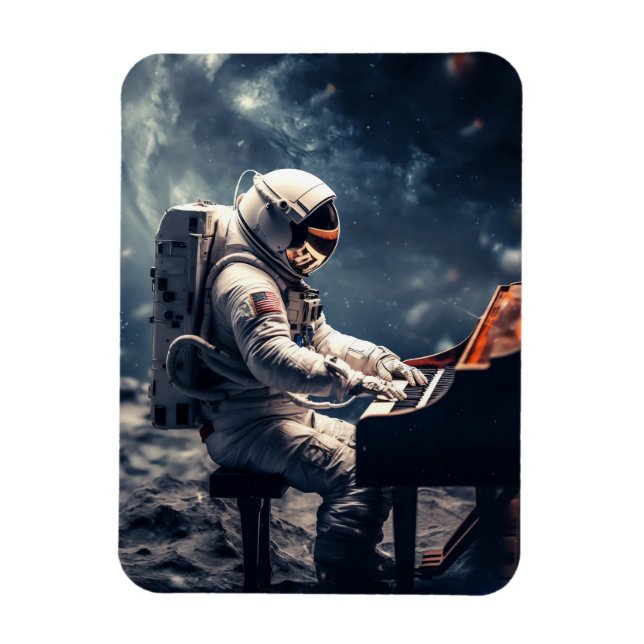 Astronaut Piano auf dem Mond spielen Magnet (Vertikal)
