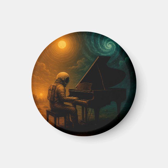 Astronaut Piano in Split Realität - Surreal Magnet (Vorne)