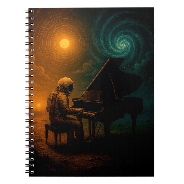 Astronaut Piano in Split Realität - Surreal Notizblock (Vorderseite)