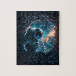 Astronaut pinkelt im Asteroidenpuzzle Puzzle