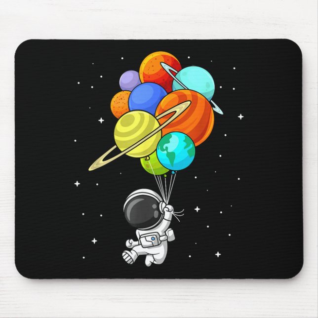 Astronaut Planet Ballons Sonnensystem Weltraum Kin Mousepad (Vorne)