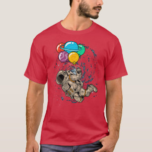 Astronaut Planet Holding Ballons Kid Wome T-Shirt