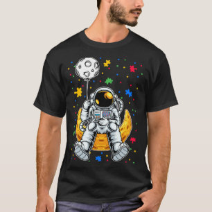 Astronaut & Planet Luftballon-Puzzleteil Autismus- T-Shirt