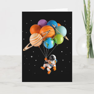 Astronaut Planet Luftballons Sonnensystem Weltraum Karte