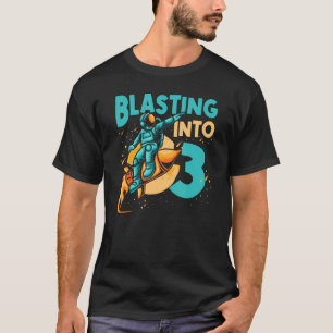Astronaut Planet Raumschiff Happy 3. Geburtstag T-Shirt