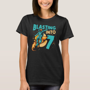 Astronaut Planet Raumschiff Happy 7. Geburtstag 1 T-Shirt